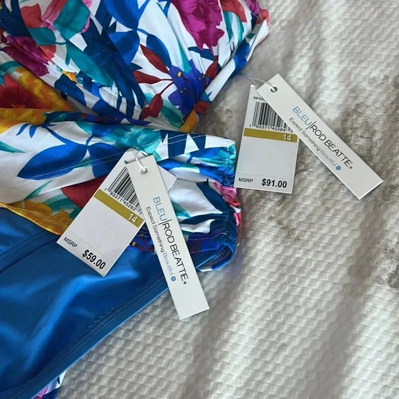 Bleu Rod Beattie A Place In The Sun Twist Front Tankini Top and Bottom Size 14 - Picture 12 of 12